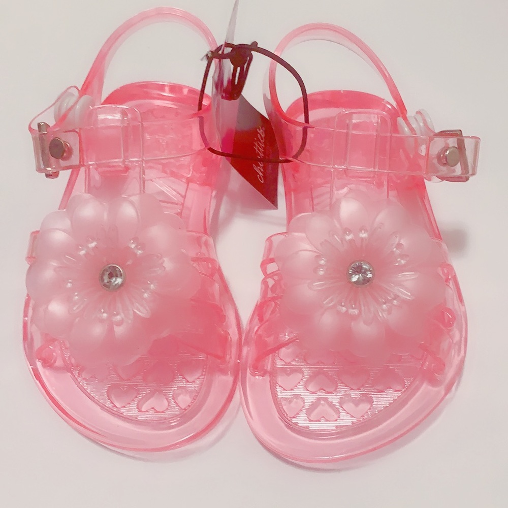 Light pink  jelly sandals with flower 🌸